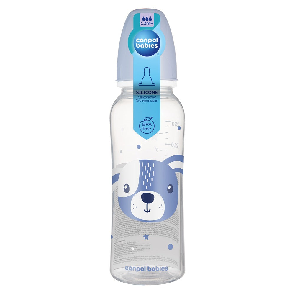 Biberon a Collo Stretto 250 ml Cute Animals Blu