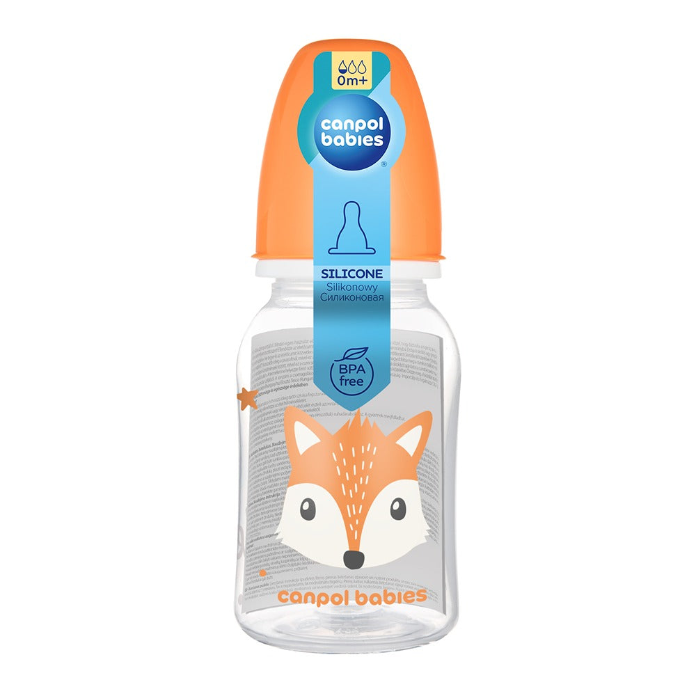 Biberon a Collo Stretto 120 ml Cute Animals Arancione