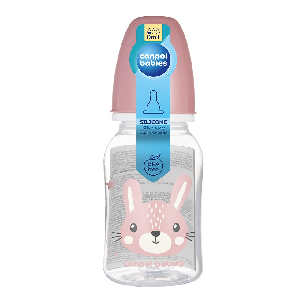 Biberon a Collo Stretto 120 ml Cute Animals Rosa