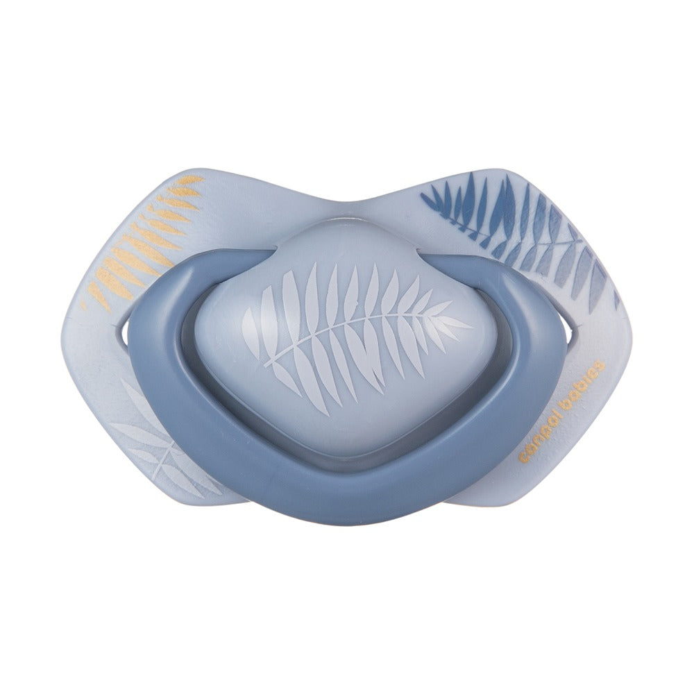 Sucette silicone Light Touch 0-6 mois symétrique or bleu 2 pièces