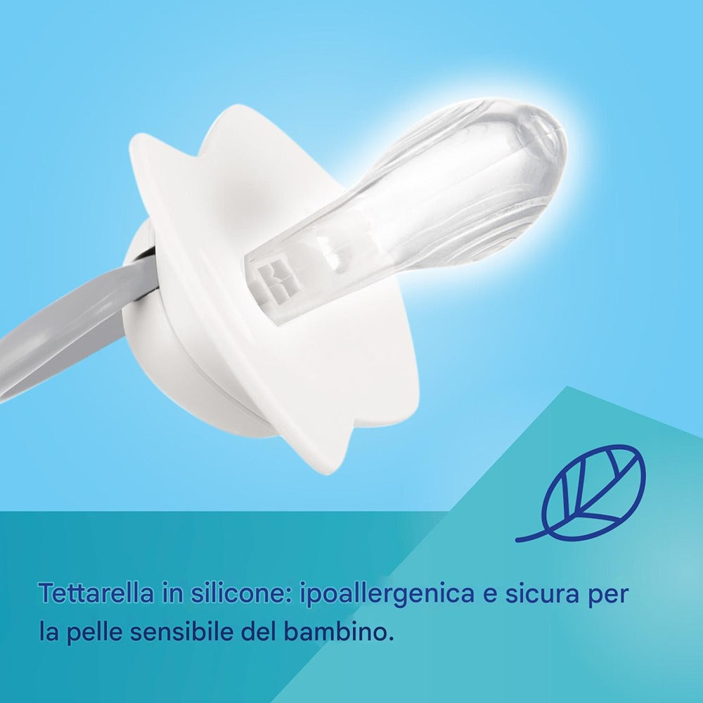 Sucette silicone Light Touch 0-6 mois symétrique or bleu 2 pièces