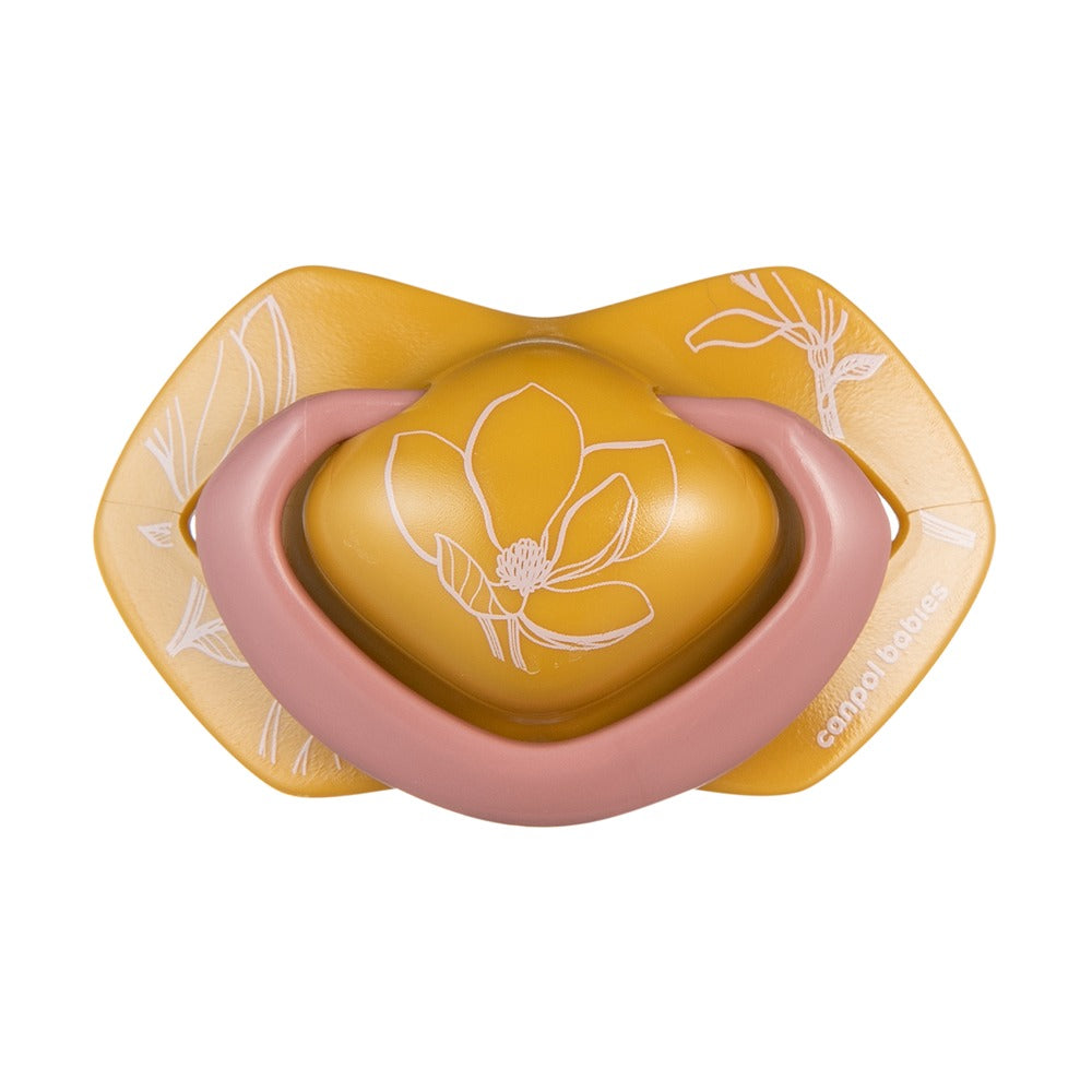 Sucette silicone Light Touch 6-18 mois symétrique or rose 2 pièces