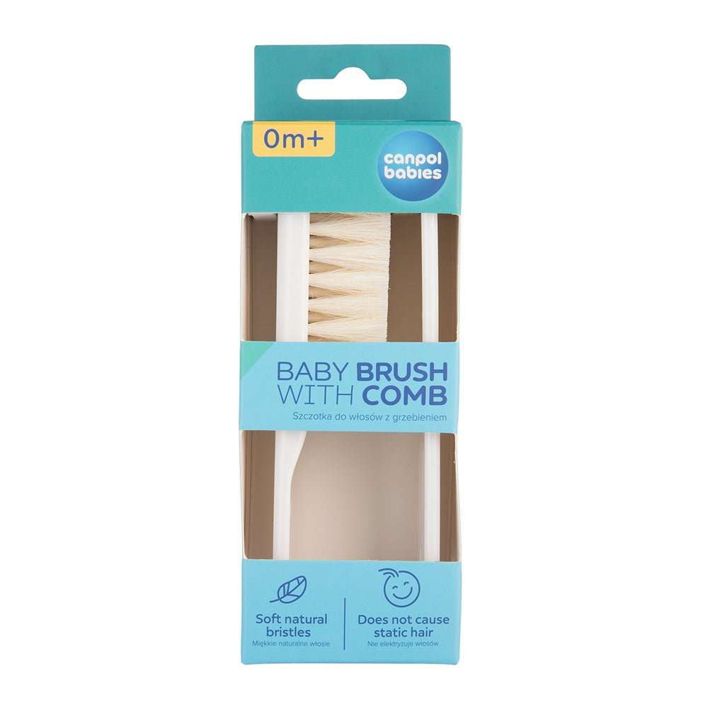 Set Spazzola E Pettine con Setole Naturali Morbide Bianco