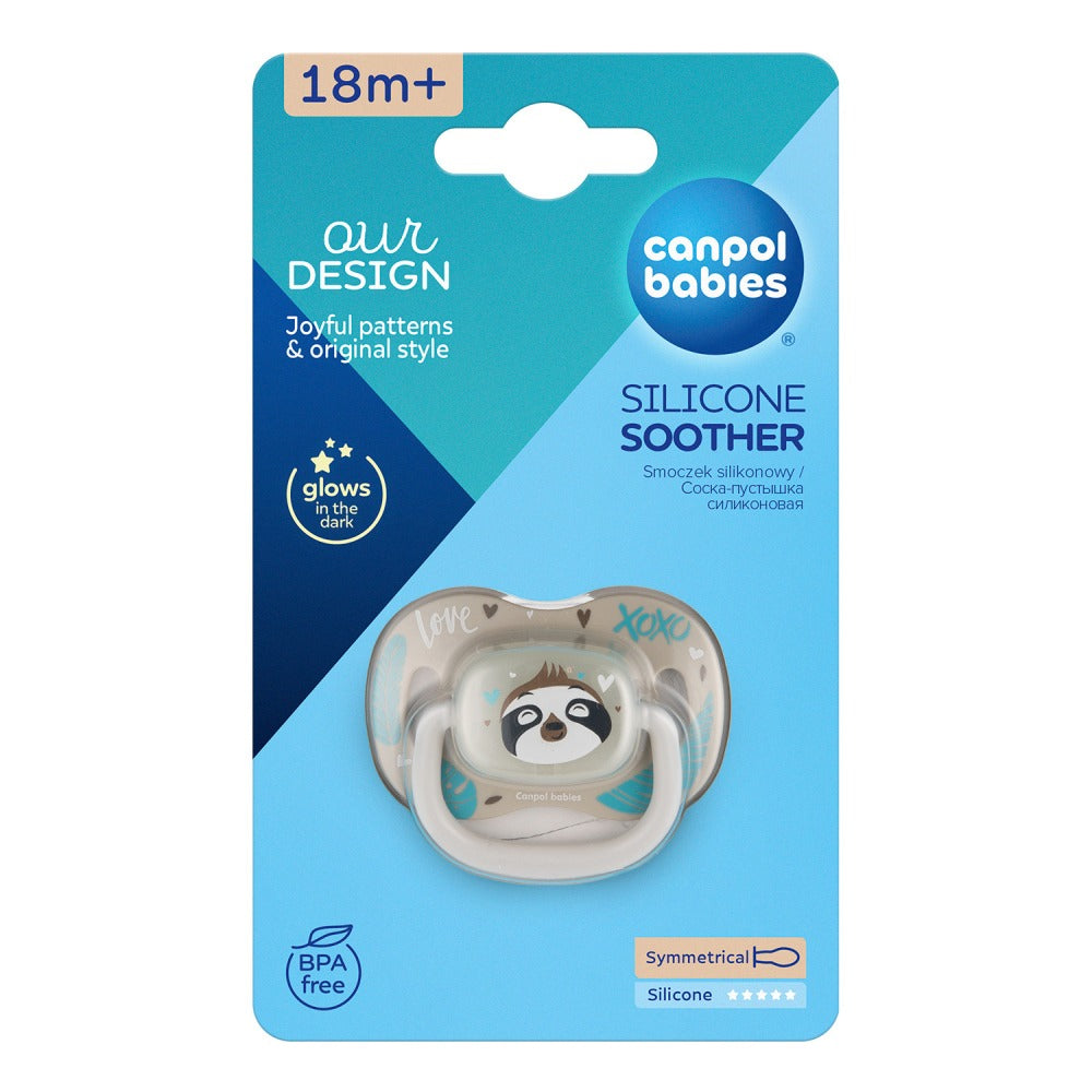 Sucette symétrique en silicone motif animal exotique et paresseux (18 mois et plus)
