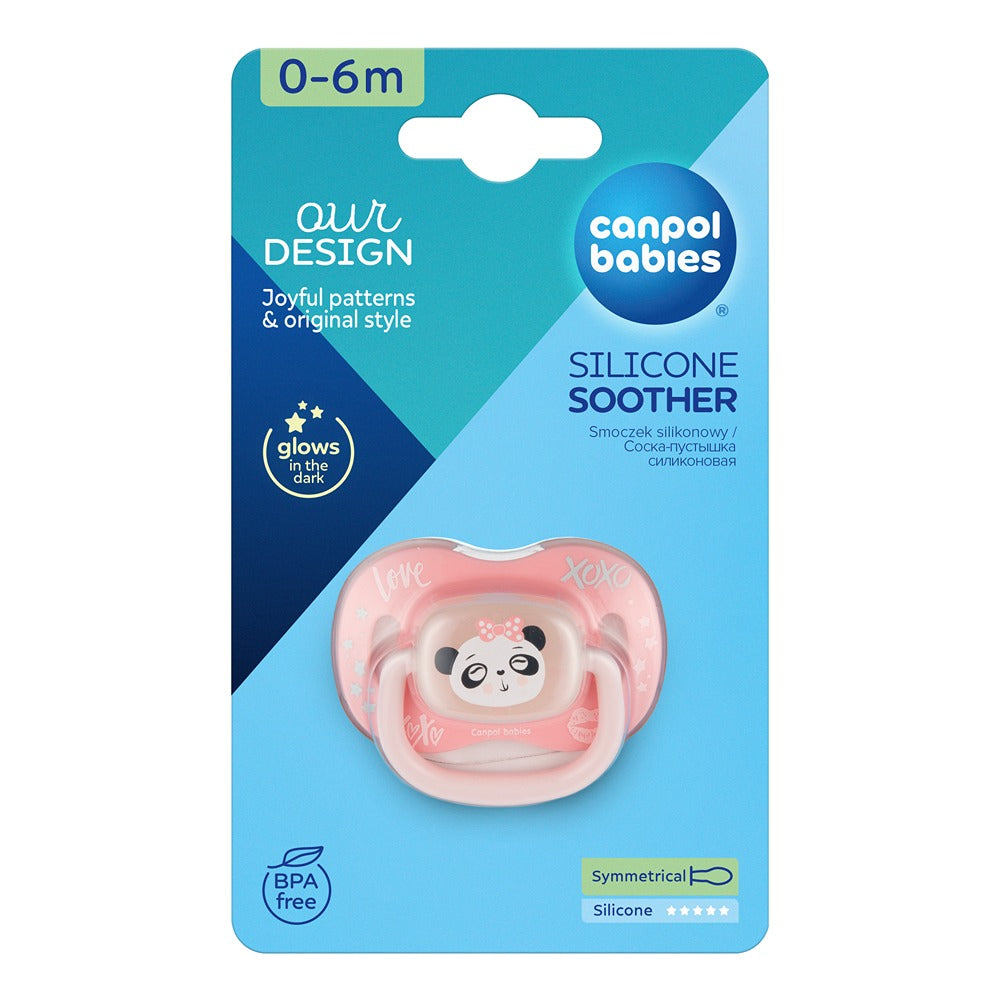 Sucette symétrique en silicone Exotic Animals Glow Panda 0-6 mois