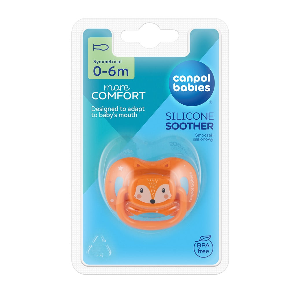 Sucette en silicone animaux mignons orange 0-6 mois