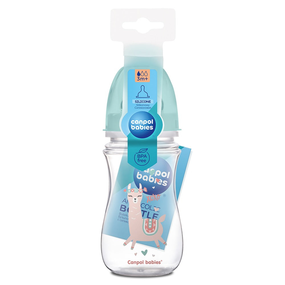 Biberon Anti-Colica a Collo Largo 240 ml PP Easy Start Exotics Animals Verde