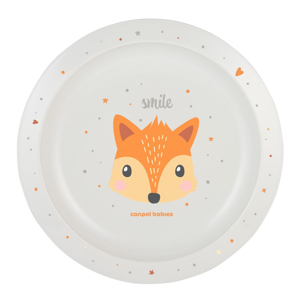 Assiette en plastique orange avec des animaux mignons pour enfants