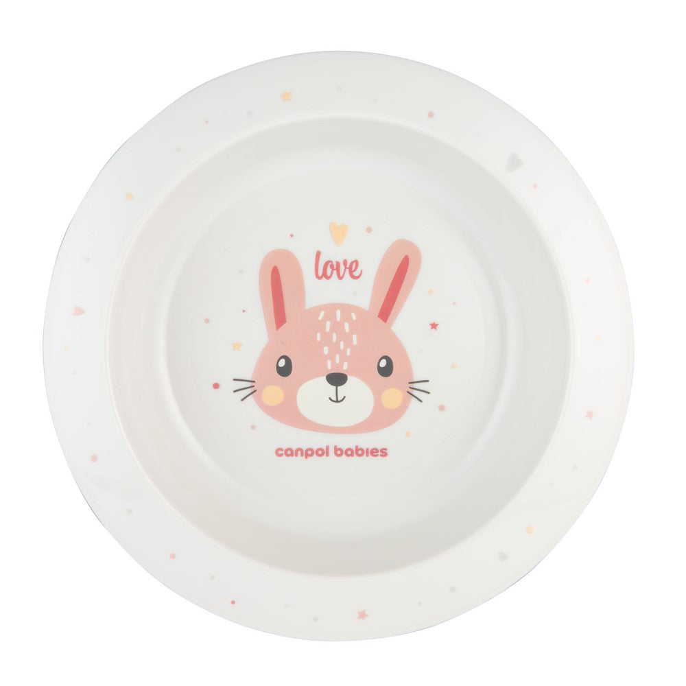 Tazón de plástico rosa con bonitos animales de 270 ml para niños