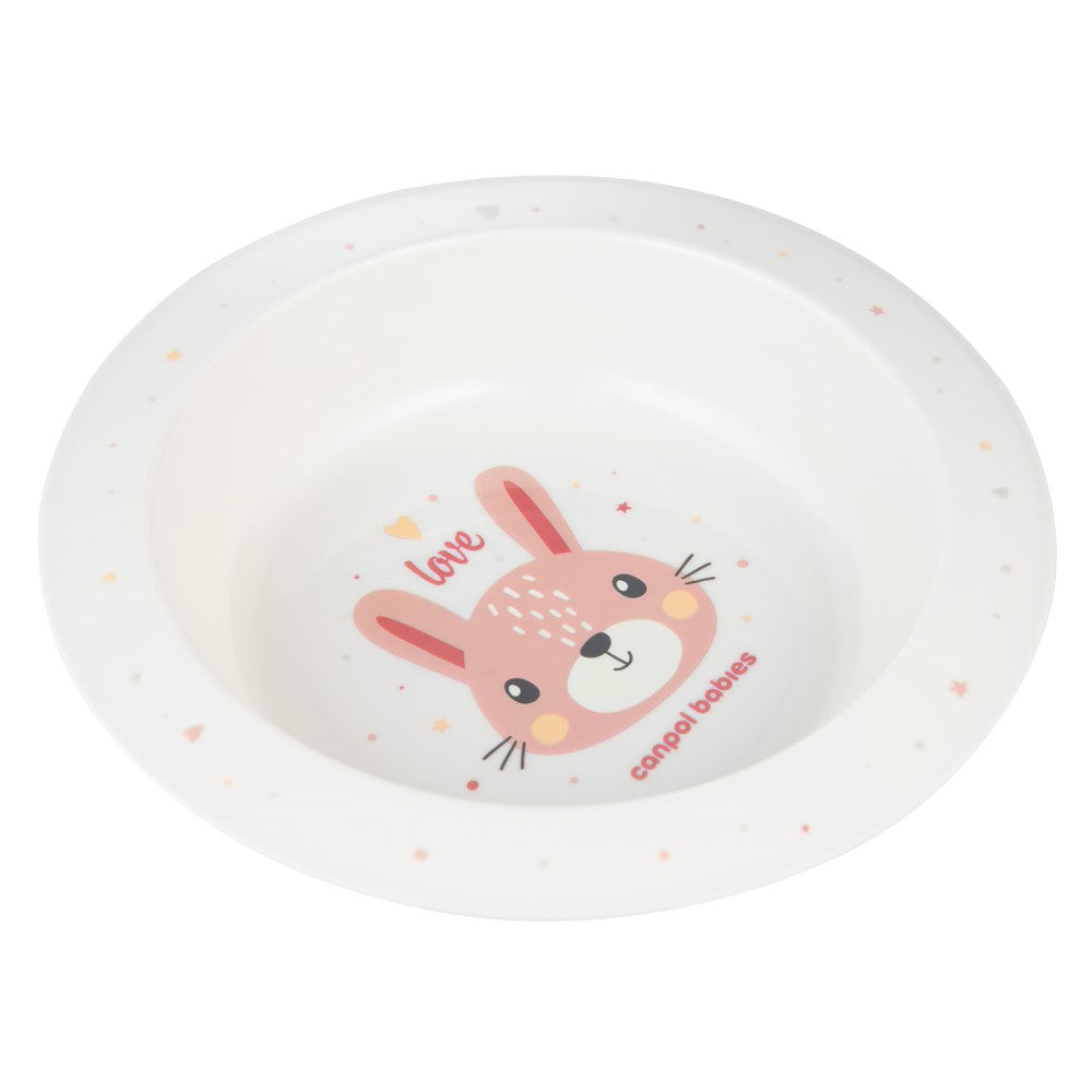 Tazón de plástico rosa con bonitos animales de 270 ml para niños