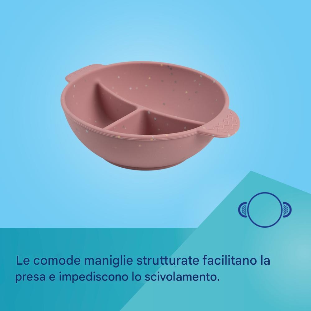 Bol en silicone à 3 compartiments avec ventouse 360 ml Gris