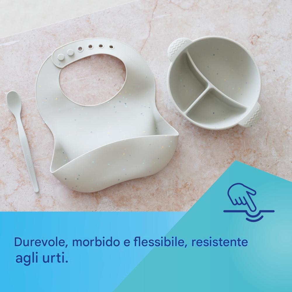 Bol en silicone à 3 compartiments avec ventouse 360 ml Gris