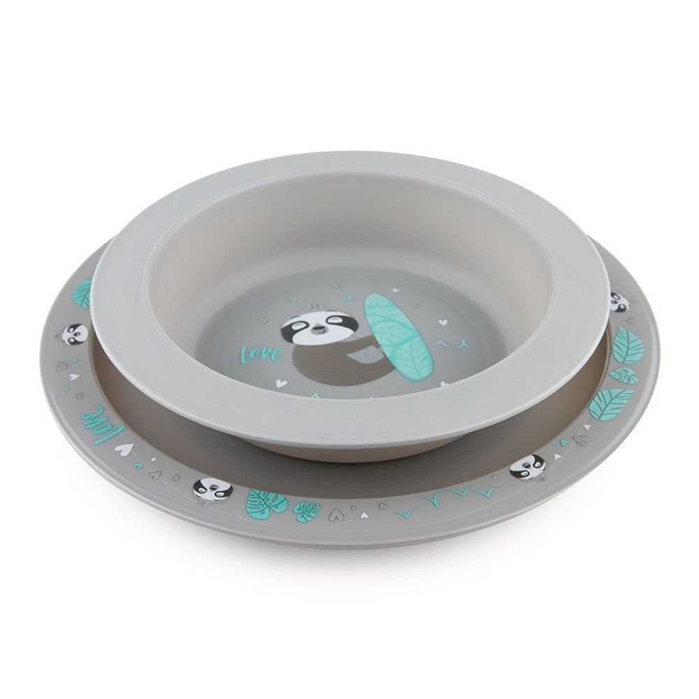 Ensemble d'assiettes grises Animaux exotiques