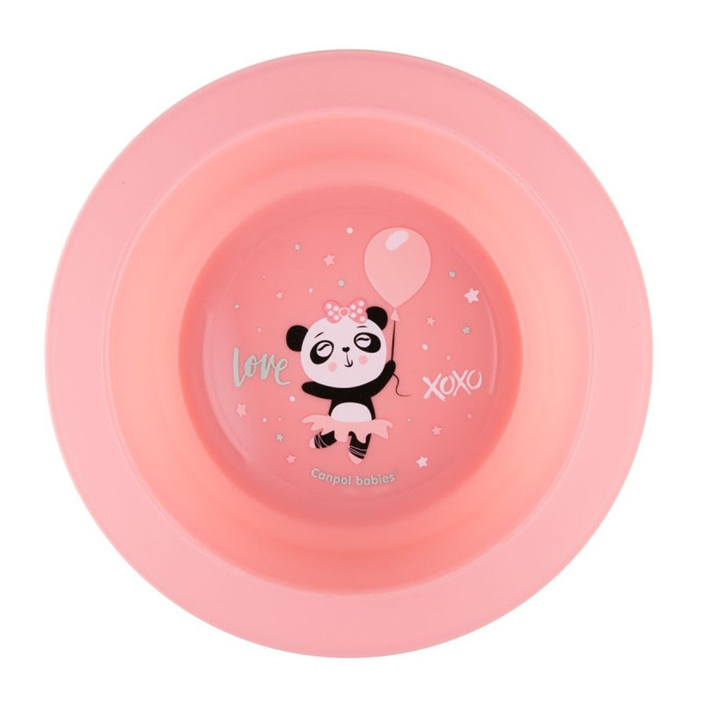 Juego de platos rosas con animales exóticos