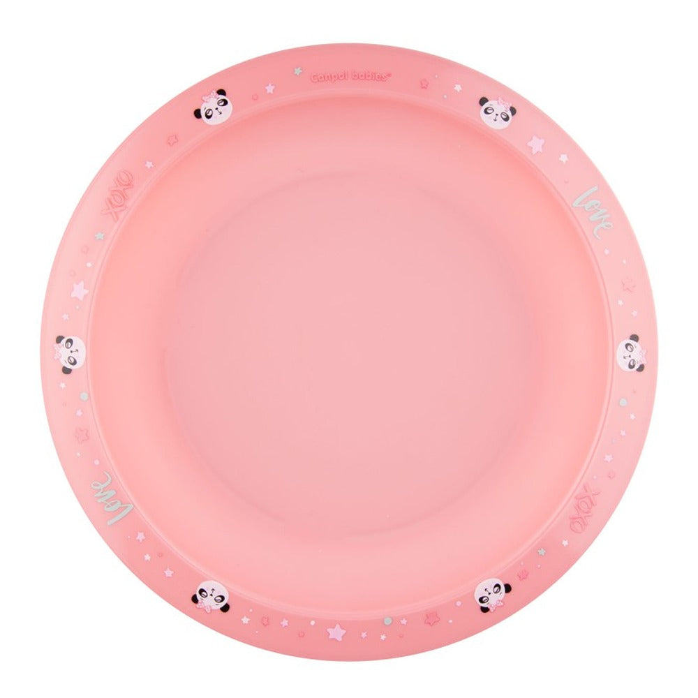 Juego de platos rosas con animales exóticos