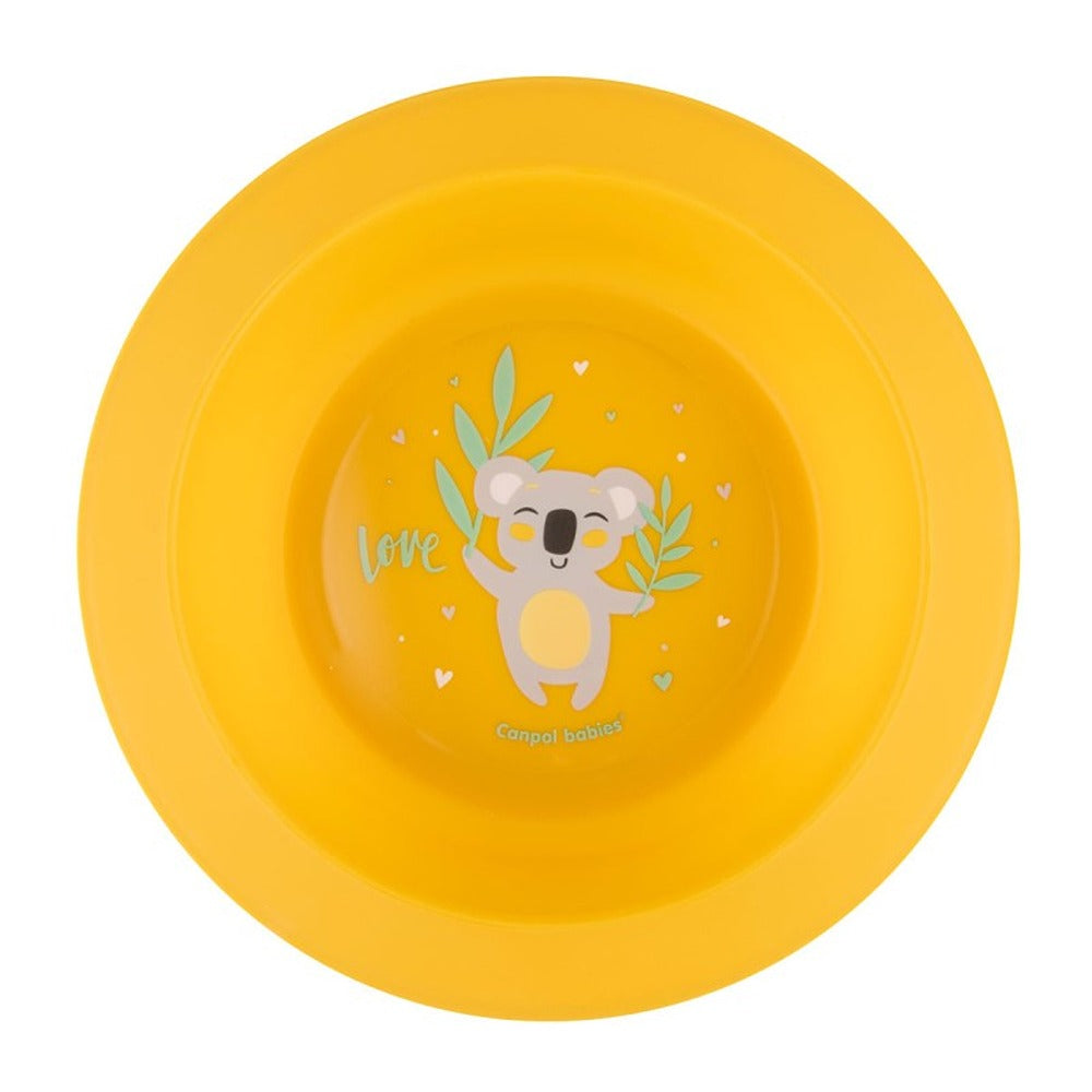 Juego de platos amarillos de animales exóticos