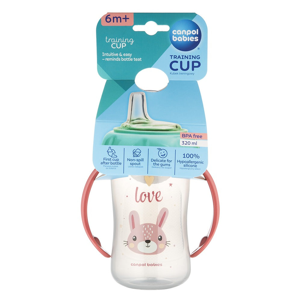 Tazza da Allenamento con Beccuccio in Silicone Morbido 320 ml Cute Animals Rosa