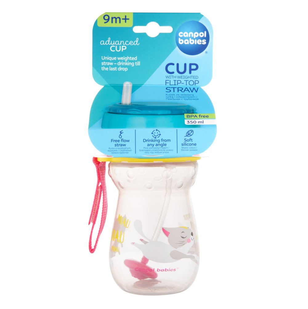 Sport Cup con Cannuccia con Peso Flip-top 350 ml Rosa