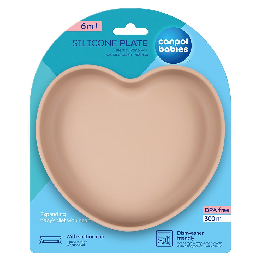 Piatto in Silicone con Ventosa Heart Beige