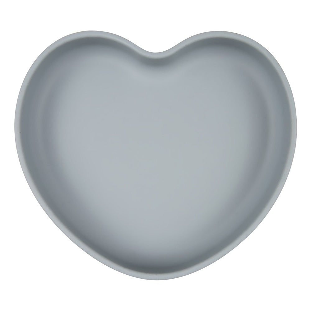 Assiette en silicone avec ventouse en forme de cœur bleu