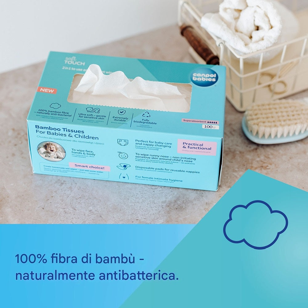 100 pañuelos secos de bambú para bebés y niños.