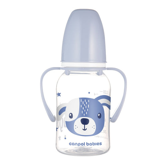 Biberon a Collo Stretto con Manici 120 ml Cute Animals Blu