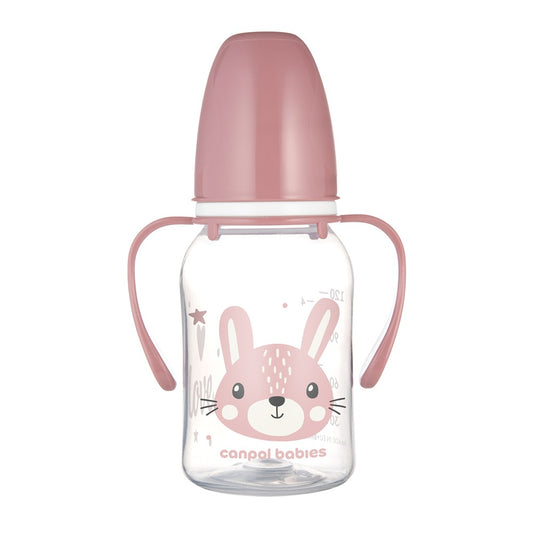 Biberon a Collo Stretto con Manici 120 ml Cute Animals Rosa