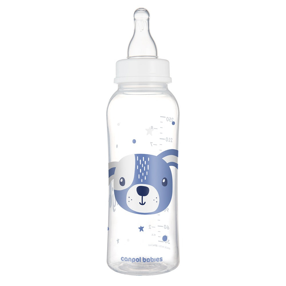 Biberon a Collo Stretto 250 ml Cute Animals Blu