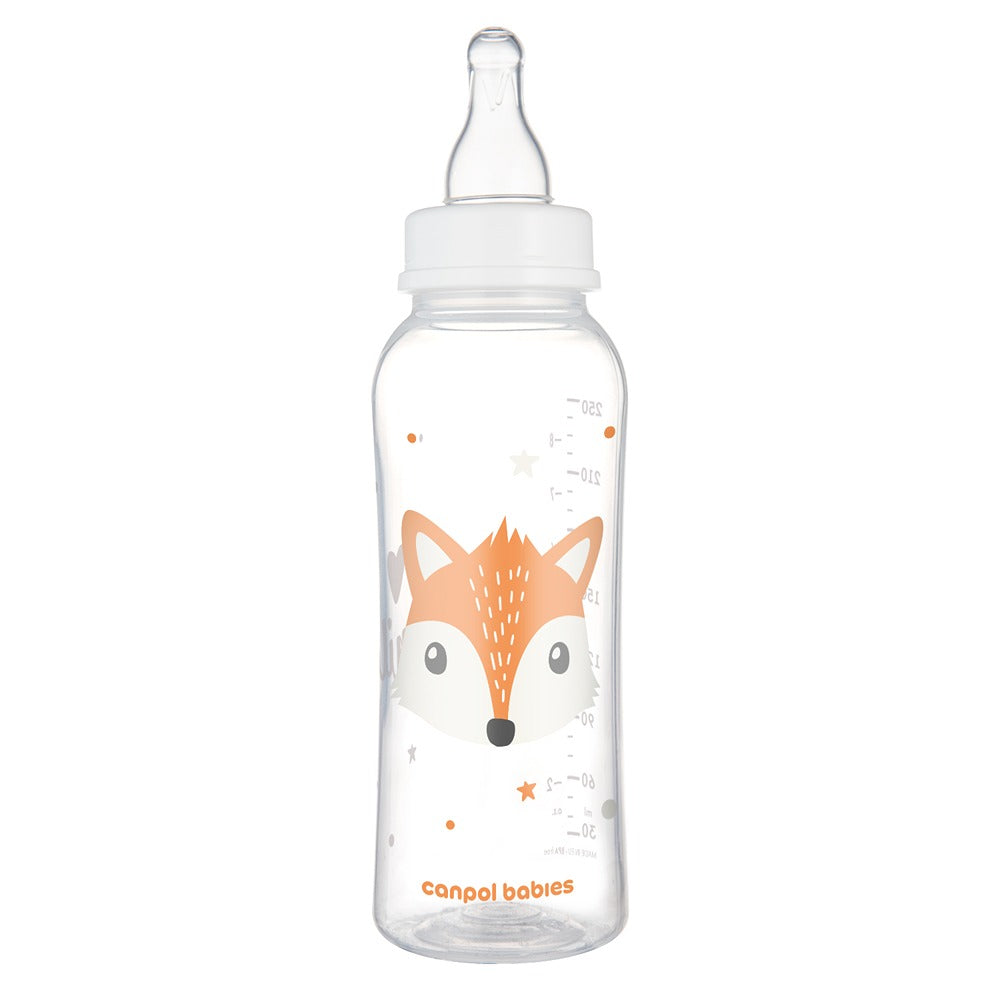 Biberon a Collo Stretto 250 ml Cute Animals Arancione