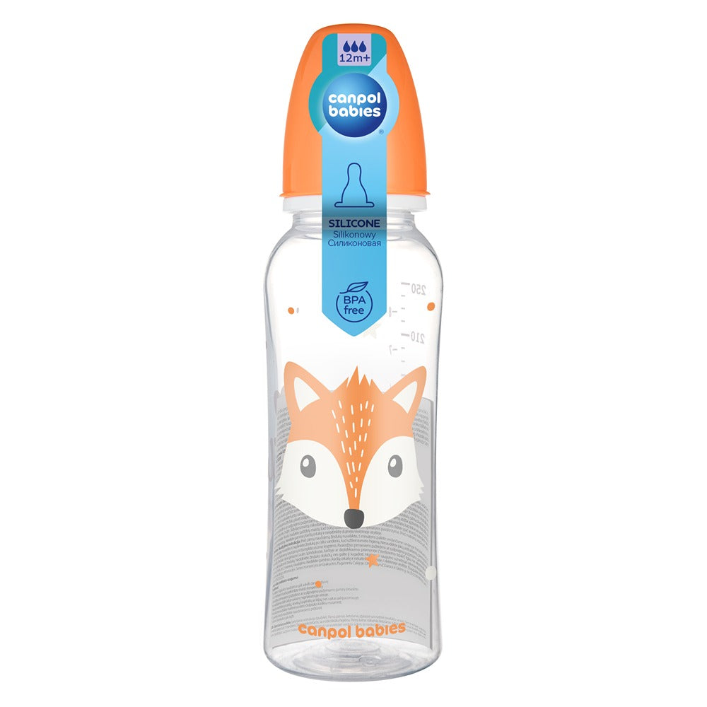 Biberon a Collo Stretto 250 ml Cute Animals Arancione