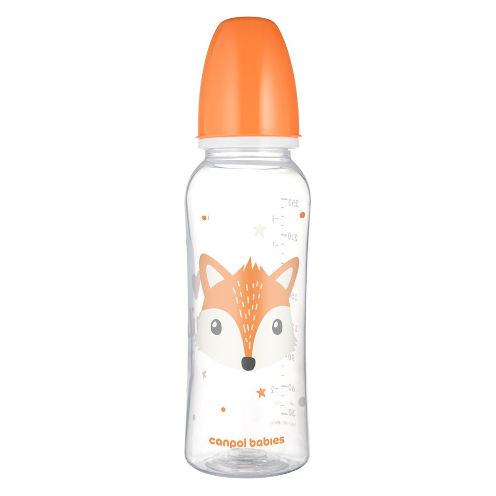 Biberon a Collo Stretto 250 ml Cute Animals Arancione