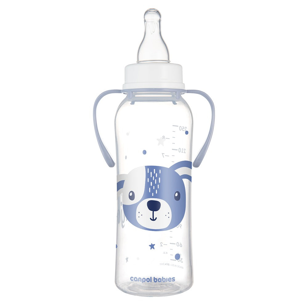 Biberon a Collo Stretto con Manici 250 ml Cute Animals Blu
