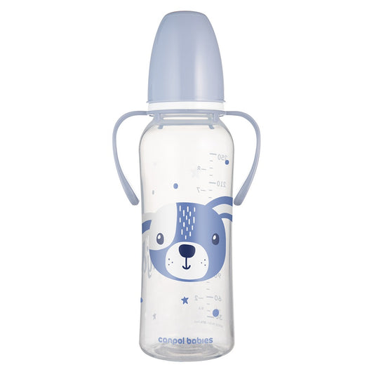 Biberon a Collo Stretto con Manici 250 ml Cute Animals Blu