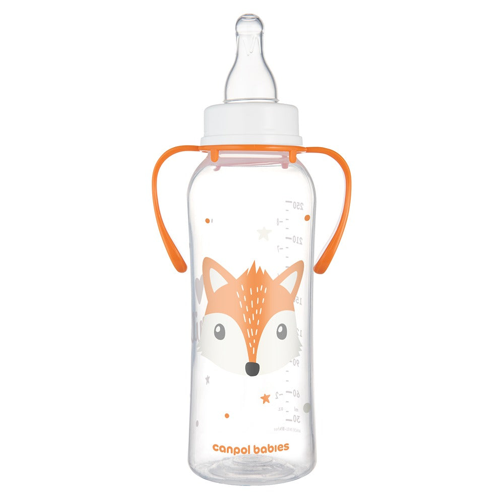 Biberon a Collo Stretto con Manici 250 ml Cute Animals Arancione