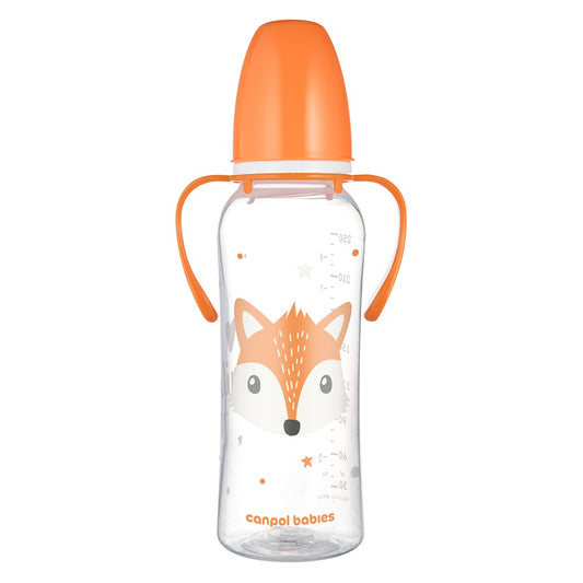 Biberon a Collo Stretto con Manici 250 ml Cute Animals Arancione