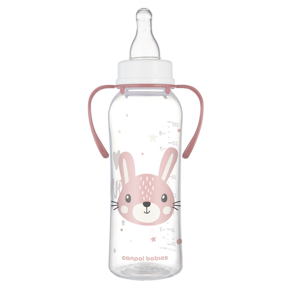 Biberon a Collo Stretto con Manici 250 ml Cute Animals Rosa