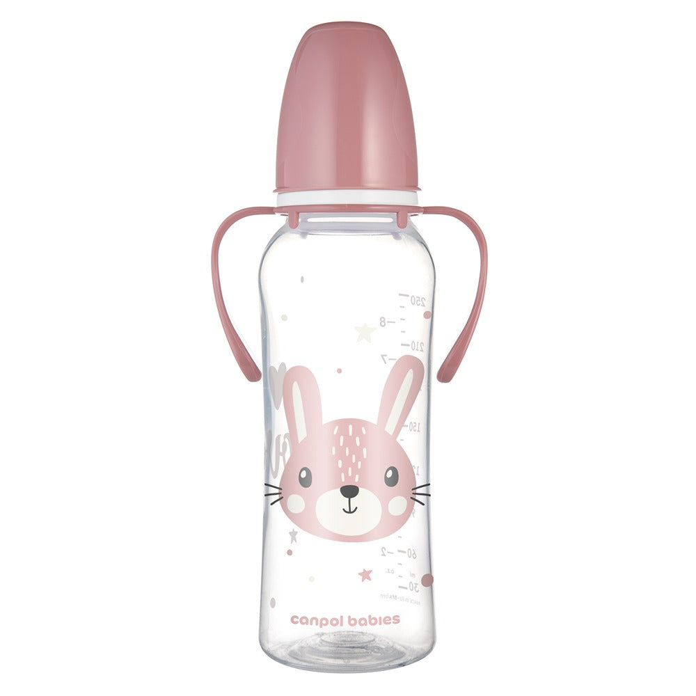 Biberon a Collo Stretto con Manici 250 ml Cute Animals Rosa