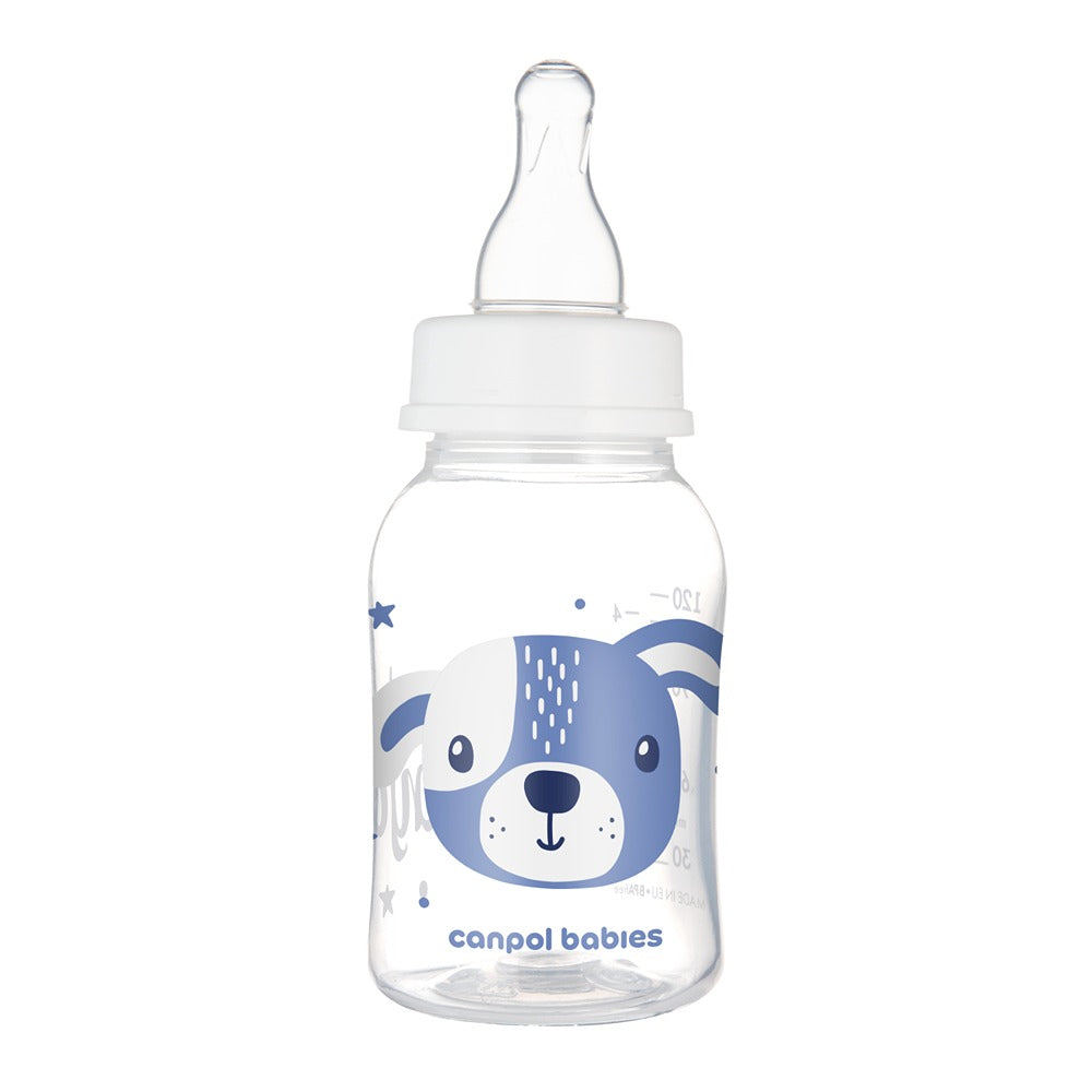 Biberon a Collo Stretto 120 ml Cute Animals Blu
