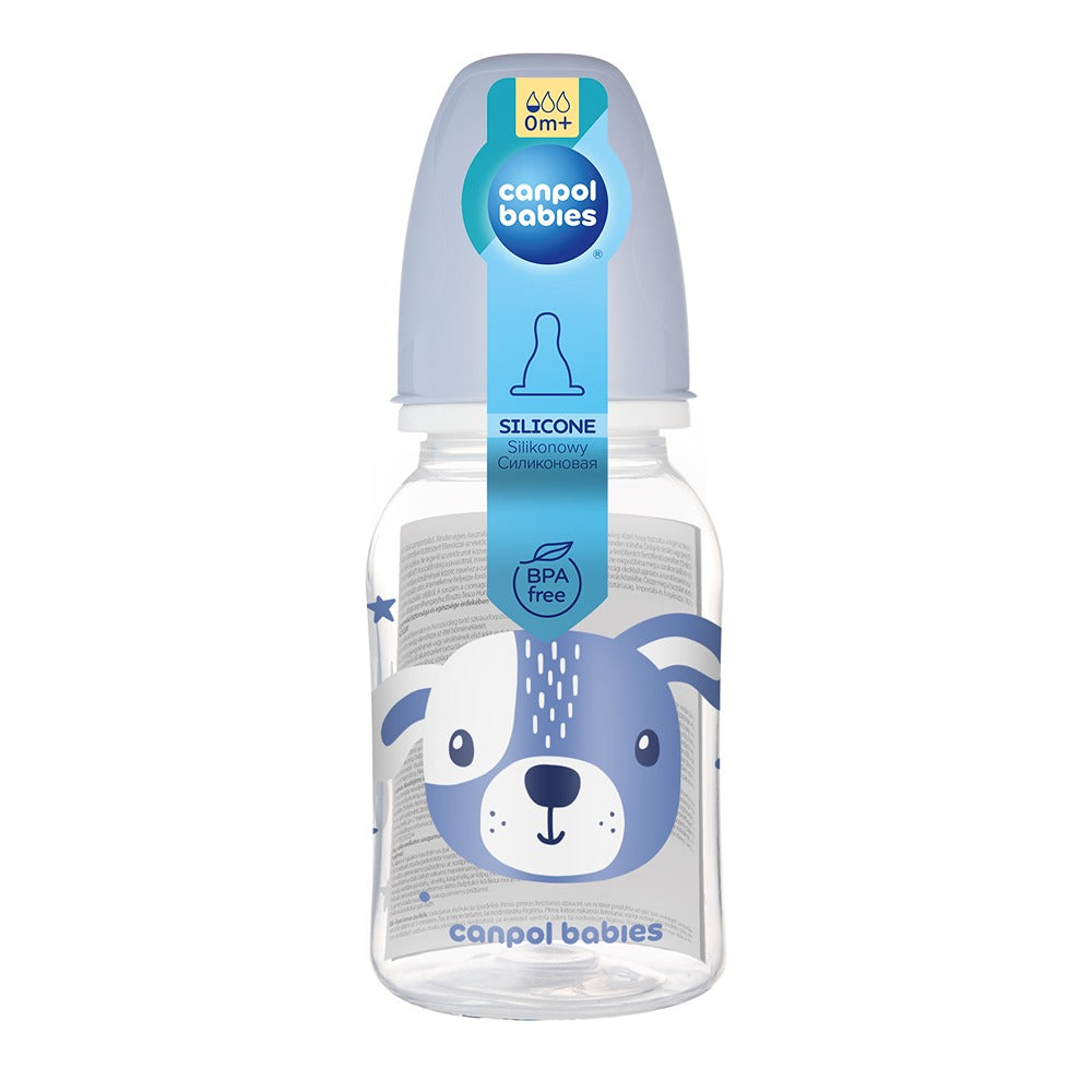 Biberon a Collo Stretto 120 ml Cute Animals Blu