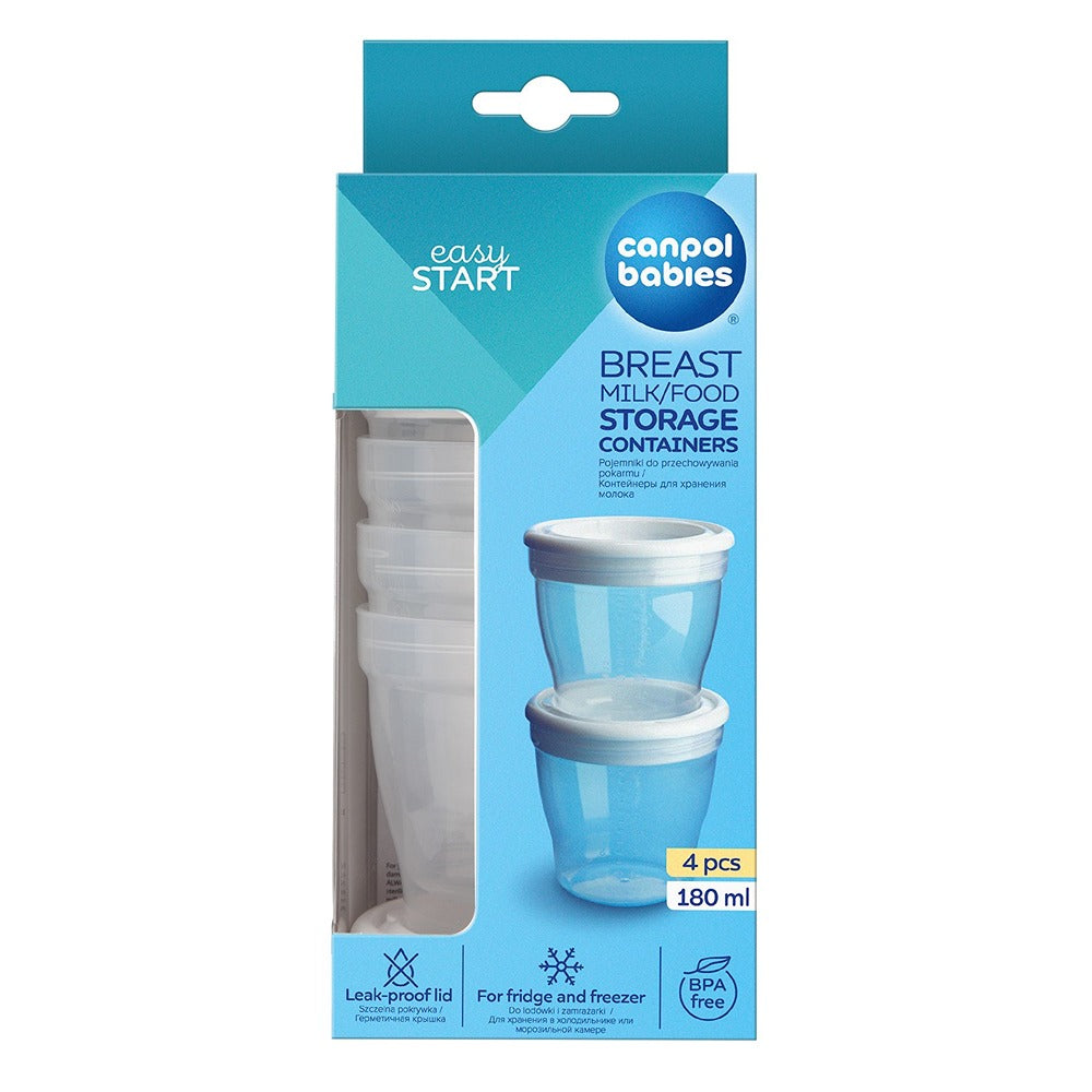 Contenitori per Latte Materno & Cibo 180 ml 4 Pezzi