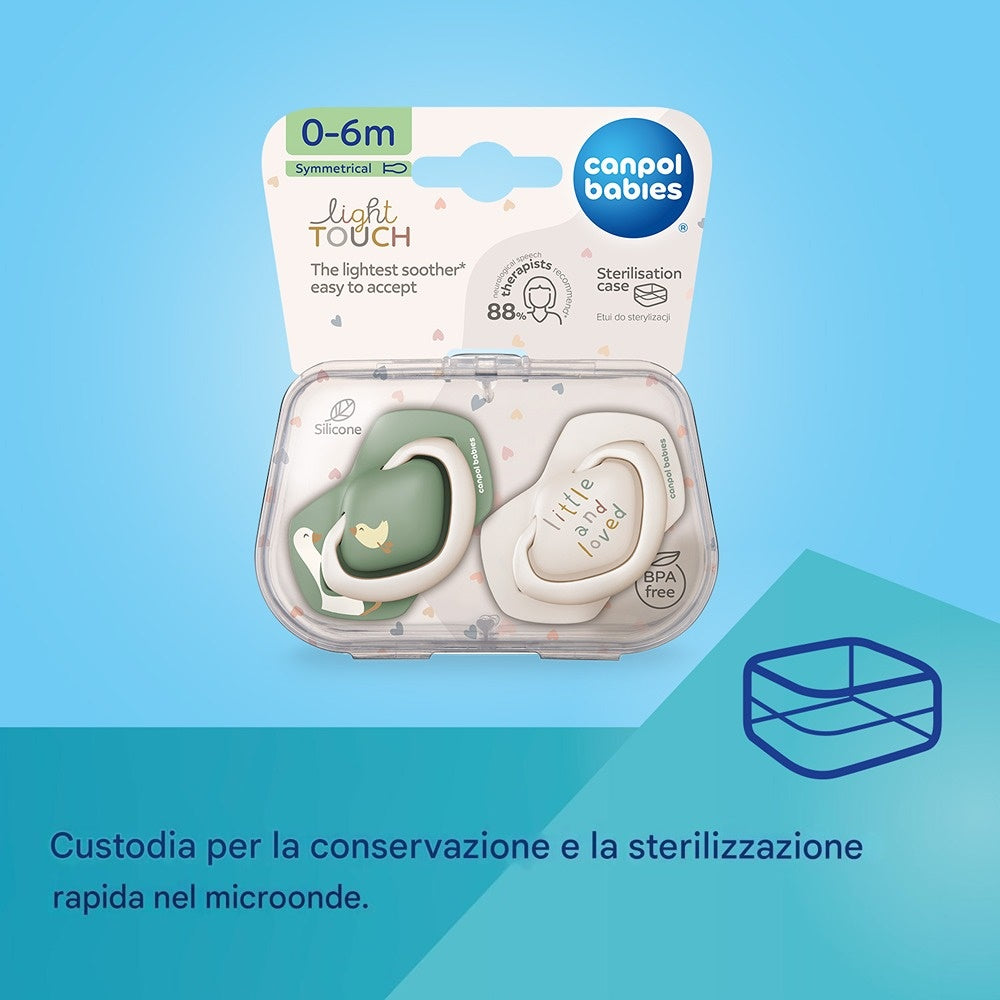 Sucette silicone Light Touch 6-18 mois Oie symétrique 2 pièces