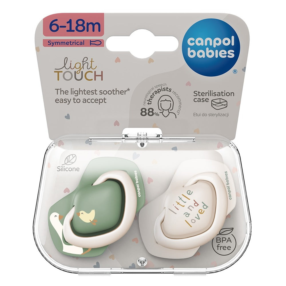 Sucette silicone Light Touch 6-18 mois Oie symétrique 2 pièces