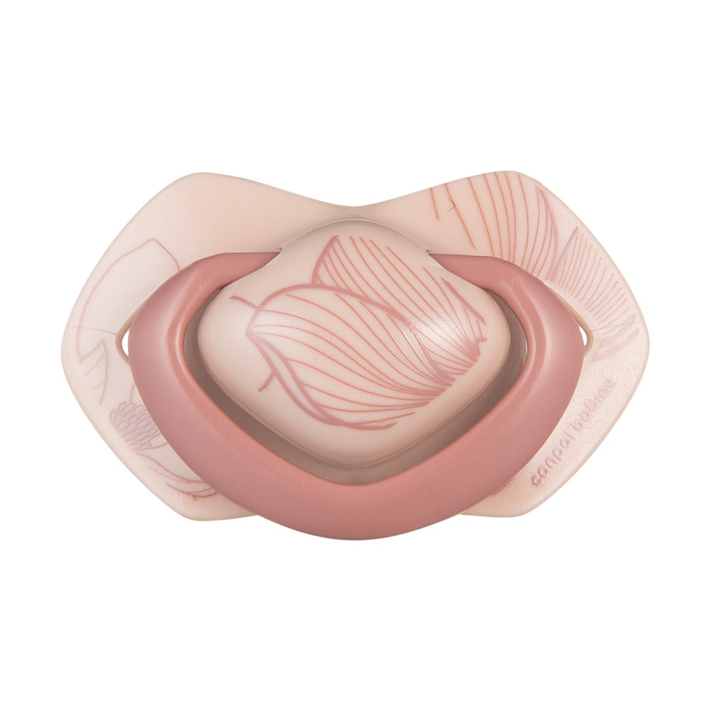 Sucette silicone Light Touch 6-18 mois symétrique or rose 2 pièces