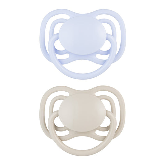 DentalAir Ciuccio Simmetrico in Silicone 18+ Mesi Nude Blu 2 Pezzi