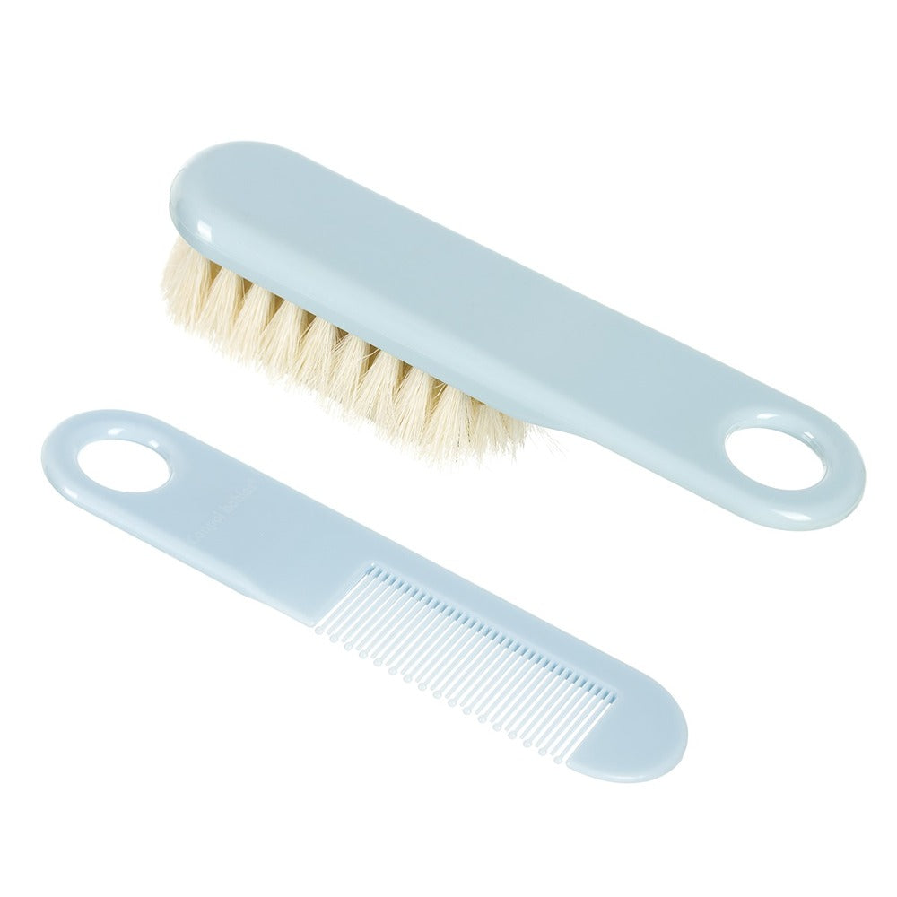 Set Spazzola E Pettine con Setole Naturali Morbide Azzurro