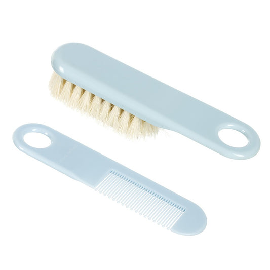 Set Spazzola E Pettine con Setole Naturali Morbide Azzurro
