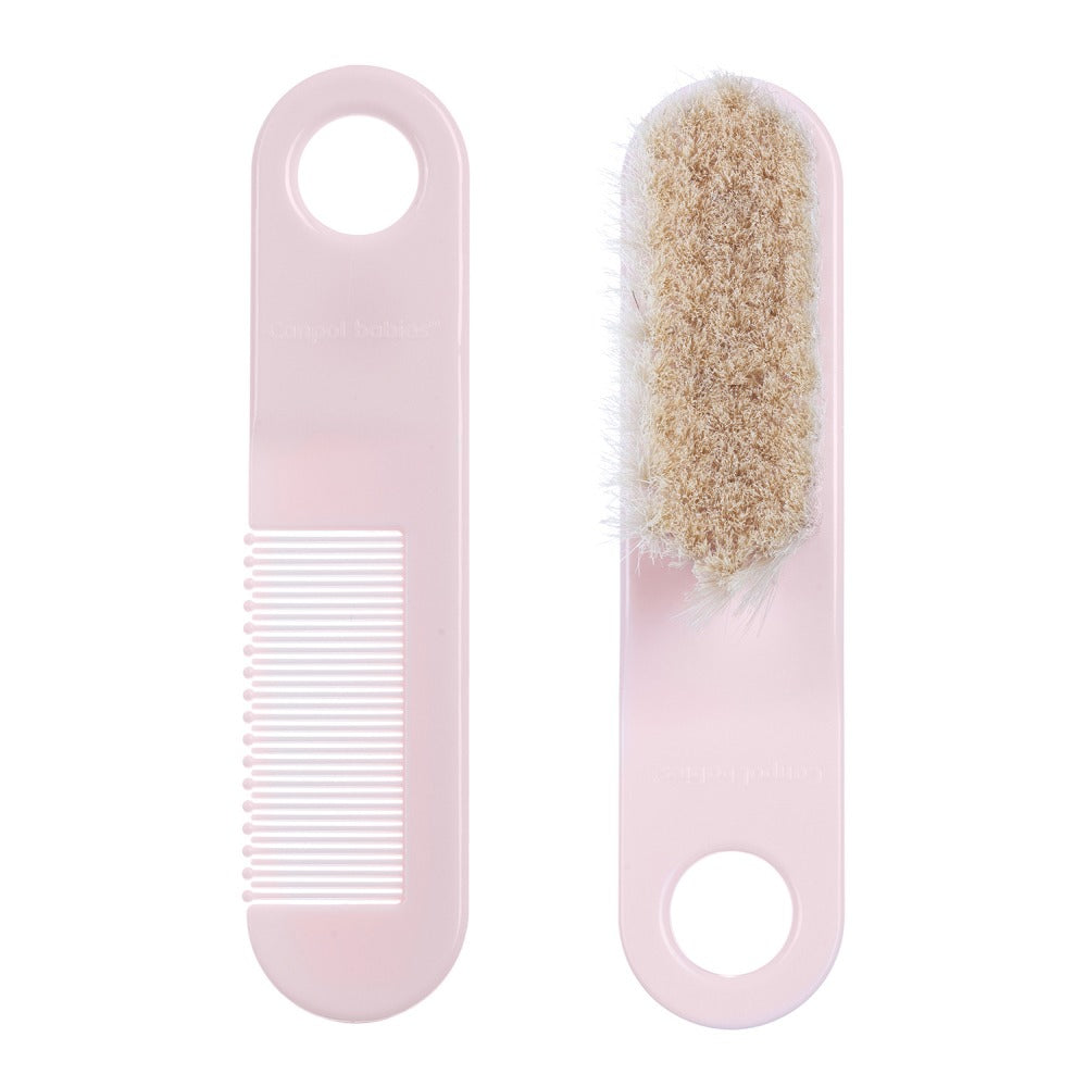 Set Spazzola E Pettine con Setole Naturali Morbide Rosa