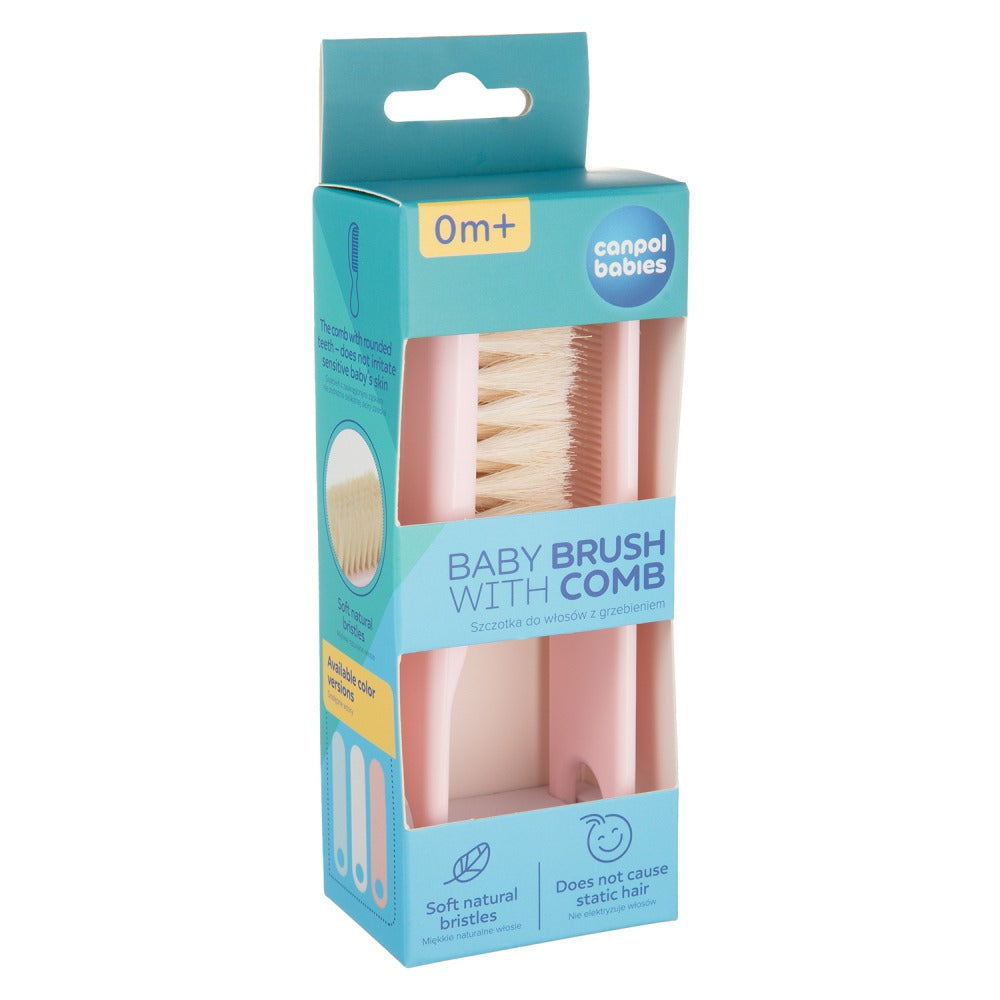 Set Spazzola E Pettine con Setole Naturali Morbide Rosa