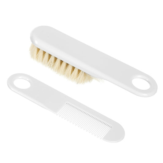 Set Spazzola E Pettine con Setole Naturali Morbide Bianco