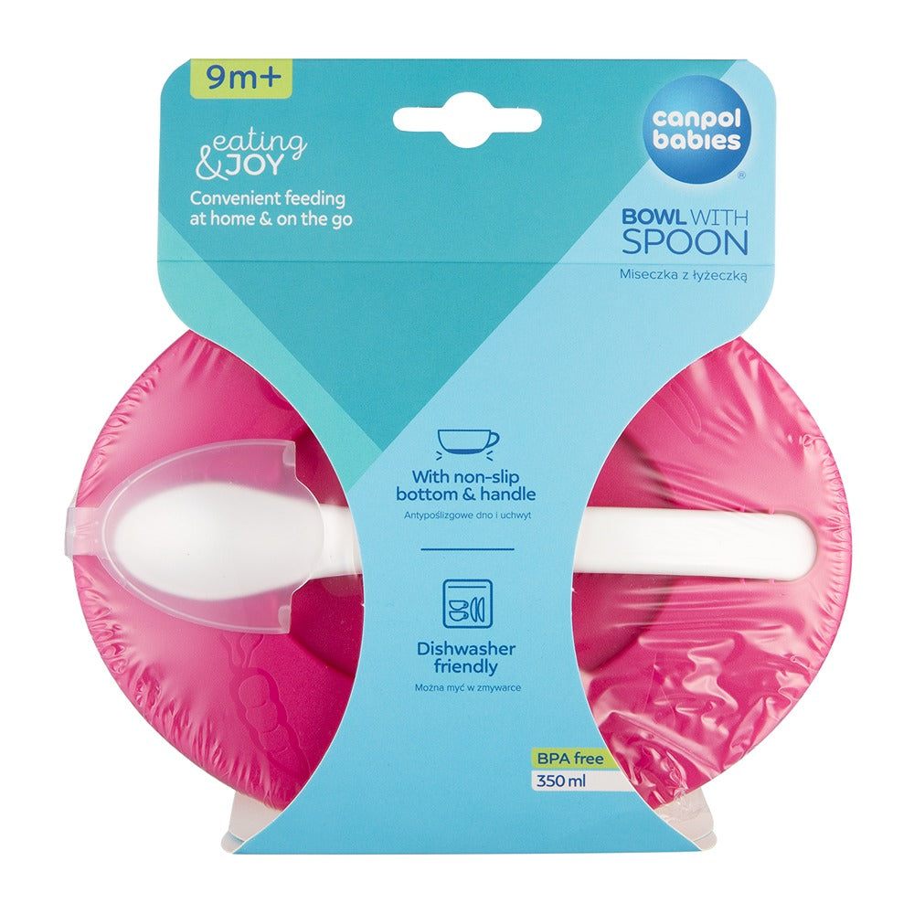 Bol rose Little Cow avec cuillère et couvercle 350 ml